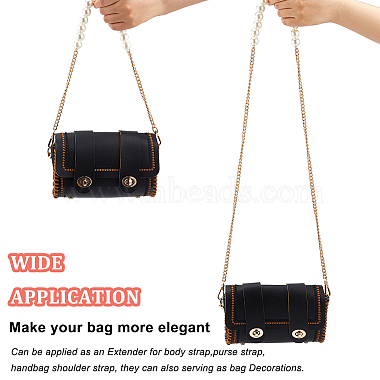 wadorn 2шт. 2 пластиковые ремни для сумок с имитацией жемчуга и бисером(DIY-WR0002-72G)-3