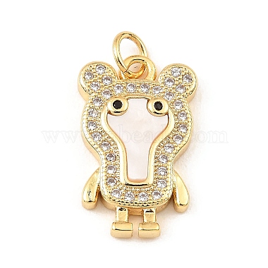 Real 18K Gold Plated Clear Bear Brass+Cubic Zirconia+Shell Pendants