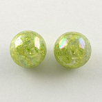 AB Color Transparent Crackle Round Acrylic Beads, Green Yellow, 20mm, Hole: 2.5mm, about 108pcs/500g(CACR-S006-08)