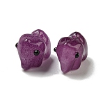 Handmade Transparent Glass Beads, Hand Drawn Beads, with Enamel, Elephant, Purple, 11x9.5x14.5mm, Hole: 1.2~1.4mm(GLAA-N0028-01H)