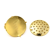 Brass Brooch Findings, Cadmium Free & Lead Free, Round, Real 14K Gold Plated, 21x21x12mm, Pin: 0.7mm, 20x2mm, Hole: 1mm(FIND-R144-07G)