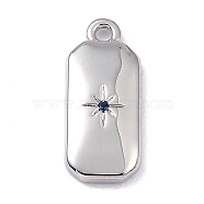Brass Micro Pave Cubic Zirconia Charms, Long-Lasting Plated, Octagon with Star, Royal Blue, 14x6x1.5mm, Hole: 1.2mm(ZIRC-I054-12P-05)