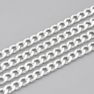 304 Stainless Steel Cuban Link Chains, Chunky Curb Chains, Twisted Chains, Unwelded, with Spool, Silver Color Plated, 9x6x1.6mm, about 32.8 Feet(10m)/roll(CHS-T002-03C)