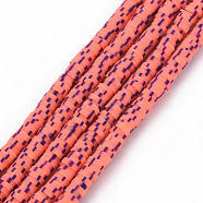 Handmade Polymer Clay Bead Strands, Heishi Beads, for DIY Jewelry Crafts Supplies, Disc/Flat Round, Salmon, 4x0.5~1mm, Hole: 0.9mm, about 320~450pcs/strand, 15.35 inch~16.92 inch(39~43cm)(X-CLAY-S094-4mm-A07)