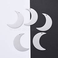 304 Stainless Steel Pendants, Manual Polishing, Laser Cut, Moon, Crescent, Stainless Steel Color, 33x24.5x0.8mm, Hole: 1.2mm(STAS-L238-102A-P)