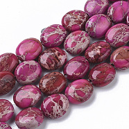 Natural Imperial Jasper Beads Strands, Dyed, Oval, Hot Pink, 10x8x4.5mm, Hole: 1mm, about 39pcs/Strand, 15.55 inch(39.5cm)(G-S355-88B-03)