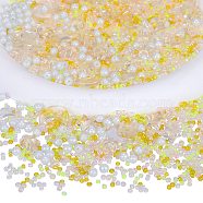 2 Bag Glass & Seed Beads, with Glitter Powder, Imitation Pearl & Transparent & Inside Colours, Moon & Star & Round, Champagne Yellow, 2~16x2~11.5mm, Hole: 0.8~1.2mm(GLAA-SZC0001-94D)