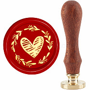 Brass Wax Seal Stamp with Handle, for DIY Scrapbooking, Heart Pattern, 3.5x1.18 inch(8.9x3cm)(AJEW-WH0184-0797)