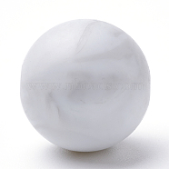 Food Grade Eco-Friendly Silicone Beads, Round, Gainsboro, 14~15mm, Hole: 2mm(SIL-R008C-00)