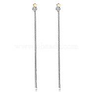 Brass Micro Pave Cubic Zirconia Dangle Stud Earring, Cadmium Free & Lead Free & Nickel Free, Star, Clear, Platinum & Golden, 105mm(EJEW-EE0004-25GP)