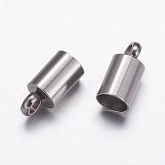304 Stainless Steel Cord Ends, End Caps, Stainless Steel Color, 8.5x4mm, Hole: 1.5mm, Inner Diameter: 3.5mm(STAS-P161-05-3.5mm)