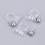 304 Stainless Steel Clip-on Earring Component, with Plastic, Stainless Steel Color, 11x11x3mm, Hole: 1.6mm(STAS-L238-081P)