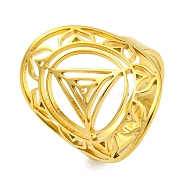 Ring with Lotus 304 Stainless Steel Adjustable Rings, Hollow Out Finger Ring for Men Women, Golden, Inner Diameter: 18mm(RJEW-G306-04G)