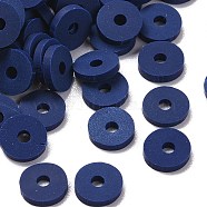 Eco-Friendly Handmade Polymer Clay Beads, Disc/Flat Round, Heishi Beads, Prussian Blue, 6x1mm, Hole: 2mm, about 23500pcs/1000g(CLAY-R067-6.0mm-B35)