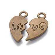 Tibetan Style Alloy Pendants, Lead Free & Nickel Free, Heart, for Valentine's Day, Antique Bronze, 23x11x2mm, Hole: 3mm(X-TIBEP-A124084-AB-FF)