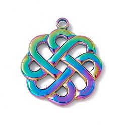 Ion Plating(IP) 201 Stainless Steel Pendants, Flower Charms, Rainbow Color, 29x25x2.5mm, Hole: 2.5mm(STAS-K242-07M)