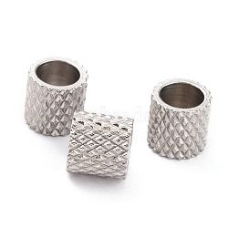304 Stainless Steel European Beads, Large Hole Beads, Column, Stainless Steel Color, 7x7mm, Hole: 5mm(STAS-H153-11P)