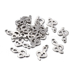 201 Stainless Steel Charms, Laser Cut, Musical Note, Stainless Steel Color, 14.5x8x0.8mm, Hole: 1.4mm(STAS-F255-042P)