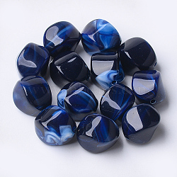 Acrylic Beads, Imitation Gemstone Style, Nuggets, Dark Blue, 15.5x12x12mm, Hole: 1.8mm(X-OACR-T007-08I)