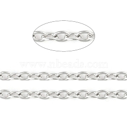 3.28 Feet 304 Stainless Steel Cable Chains, Soldered, Flat Oval, Stainless Steel Color, 1.5mm(X-CHS-F001-03P)
