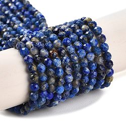 Natural Lapis Lazuli Beads Strands, Faceted, Round, 3mm, Hole: 0.6mm, about 122~124pcs/strand, 15.35''(39~39.5cm)(G-Z035-A01-02A)