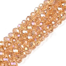 Electroplate Glass Beads Strands, AB Color Plated, Faceted, Rondelle, Goldenrod, 6x5mm, Hole: 1mm, about 84~85pcs/strand, 16.34~16.54 inch(41.5~42cm)(EGLA-A044-T6mm-B23)