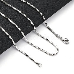 1.5mm Rack Plating Brass Box Chain Necklaces for Women Men, Cadmium Free & Lead Free, 901 Stainless Steel Clasp, Long-Lasting Plated, Platinum, 21.65 inch(55cm)(MAK-L044-30P)