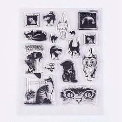 Silicone Stamps, for DIY Scrapbooking, Photo Album Decorative, Cards Making, Cat Shape, Clear, 15~58x13~64mm(X-DIY-L010-Y49)