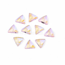 Glass Rhinestone Cabochons, Nail Art Decoration Accessories, Faceted, Triangle, Pink, 5x5.5x2mm(MRMJ-N027-040)