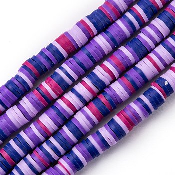 Handmade Polymer Clay Beads Strands, for DIY Jewelry Crafts Supplies, Heishi Beads, Disc/Flat Round, Medium Slate Blue, 6x0.5~1mm, Hole: 1.8mm, about 290~320pcs/strand, 15.75 inch~16.14 inch(40~41cm)