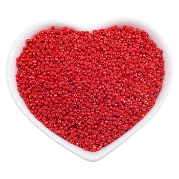 Opaque Glass Seed Beads, Grade AA, Round, Crimson, 2.3x1.5mm, Hole: 1mm, about 17000pcs/bag