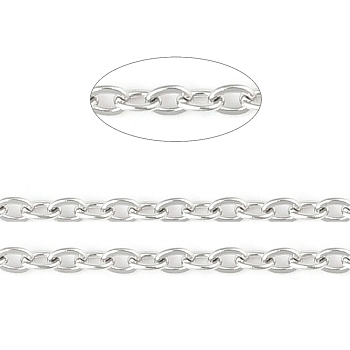 3.28 Feet 304 Stainless Steel Cable Chains, Soldered, Flat Oval, Stainless Steel Color, 1.5mm