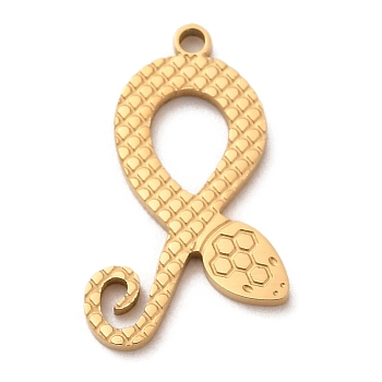 Ion Plating(IP) 304 Stainless Steel Pendants, Snake Charm, Golden, 22x13x1mm, Hole: 1.2mm.