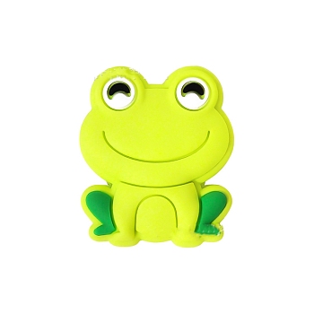 Frog Food Grade Silicone Beads, Chewing Beads For Teethers, DIY Nursing Necklaces Making, Green Yellow, 28.5mm
