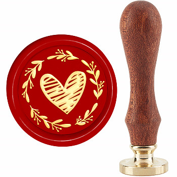 Brass Wax Seal Stamp with Handle, for DIY Scrapbooking, Heart Pattern, 3.5x1.18 inch(8.9x3cm)