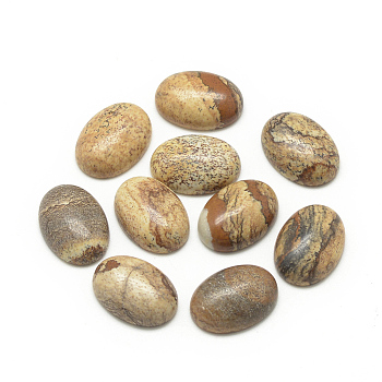 Natural Picture Jasper Cabochons, Oval, 14x10x4~5mm