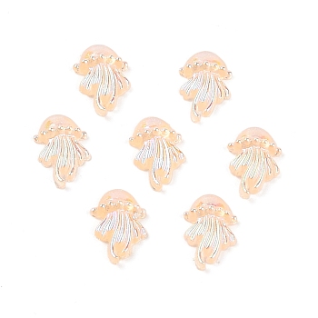 Luminous Resin Decoden Cabochons, Glow in the Dark Jellyfish, Bisque, 11x7x3mm