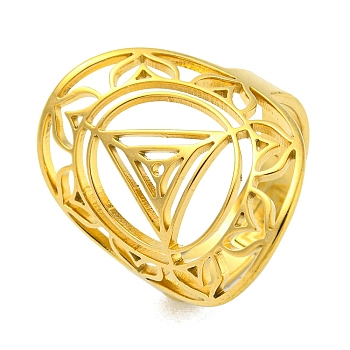 Ring with Lotus 304 Stainless Steel Adjustable Rings, Hollow Out Finger Ring for Men Women, Golden, Inner Diameter: 18mm
