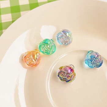 Transparent Acrylic Bead, Flower, Mixed Color, 14.8x14.3x13.4mm, Hole: 3.5mm