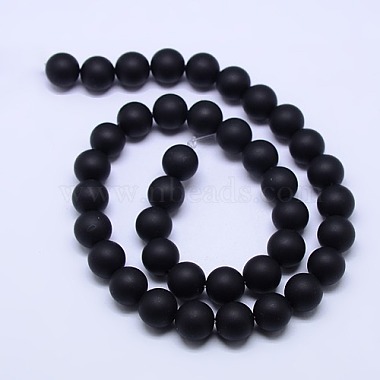 Natürliche schwarze Achat Perlen Stränge(G-D543-16mm)-2