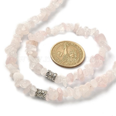 Collier de perles en quartz rose naturel et bracelet extensible(SJEW-JS01281-02)-3