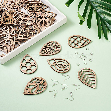 Kits de fabrication de boucles d'oreilles pendantes en bois craftdady bricolage(DIY-CD0001-29)-3