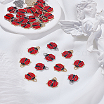 32Pcs 2 Colors Alloy Enamel Pendants, Ladybug Charms, Platinum & Golden, 19x16x1.5mm, Hole: 2.5mm, 16pcs/color(ENAM-LP0002-60)