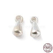 925 Sterling Silver Charms, Teardrop, Silver, 6x2.5mm, Hole: 1mm(STER-F053-08S)