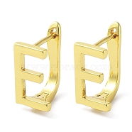 Brass Letter Stud Earrings for Women, Lead Free & Cadmium Free, Real 18K Gold Plated, Letter E, 15x7.5mm(EJEW-A038-01E-G)
