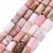 Natural Pink Opal Beads Strands, Faceted, Column, 8~11x6~8x5~7mm, Hole: 1mm, about 15~17pcs/strand, 7.28~7.48 inch(X-G-S345-8x11-012)
