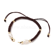 Braided Nylon Cord Bracelet Making, with 304 Stainless Steel Open Jump Rings, Round Brass Beads and Pearl Beads, Prussian Blue, Single Chain Length: about 6-3/4 inch(17cm)(AJEW-JB00764-03)