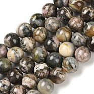 Natural Rhodonite Beads Strands, Round, 8mm, Hole: 0.9mm, about 46pcs/strand, 15.16''(38.5cm)(G-P524-A01-03)