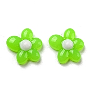 Epoxy Resin Cabochons, with Enamel, Flower, Lime, 14.5x14.5x4.5mm(CRES-A053-06)