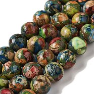 Dyed Natural Imperial Jasper Beads Strands, Round, Colorful, 10mm, Hole: 1.2mm, about 37pcs/strand, 15.04''(38.2cm)(G-Q161-A02-04)